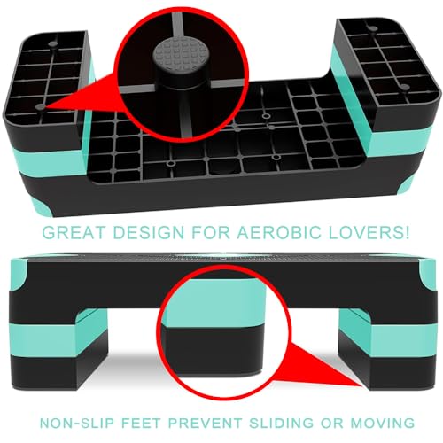 Aerobic Exercise Step, Adjustable Workout Step Platform - color: Turquoise