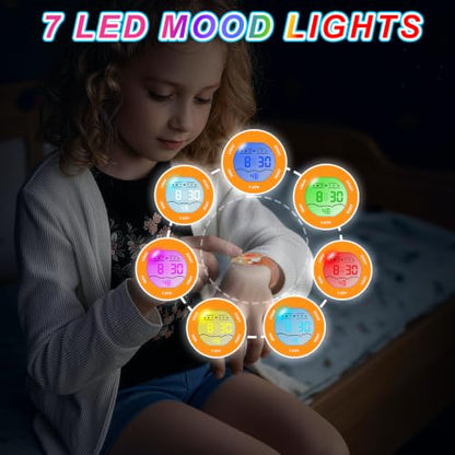 Kids Waterproof Watch 7 Color Light Alarm - color: Orange