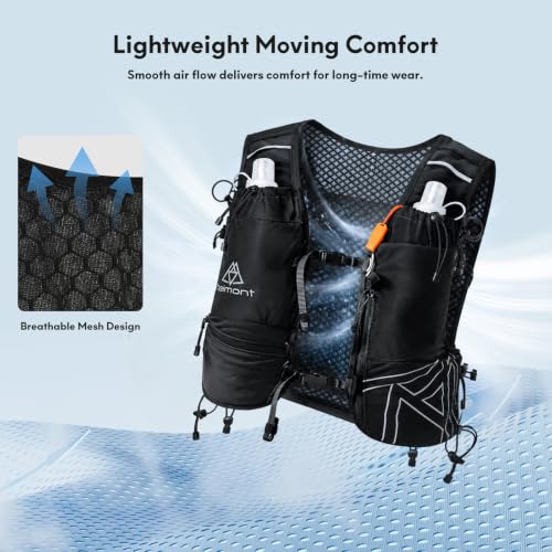 Haimont 8L Trail Running Hydration Vest with Soft Flasks - color: Black, size: Small