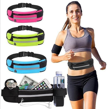 Men Women Running Belt Waist Pack Waterproof Jogging Waist Bag Adjustable Sports Workout Reflective Fanny Pack Runners Belt (RoseRed) - color: RoseRed