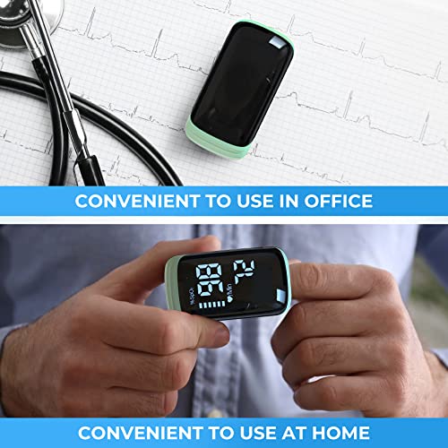 Finger Pulse Oximeter, Fingertip Blood Oxygen Saturation with Pulse Monitor Rechargeable, Accurate Spo2 Reading for Home, Outdoor Sports，Green