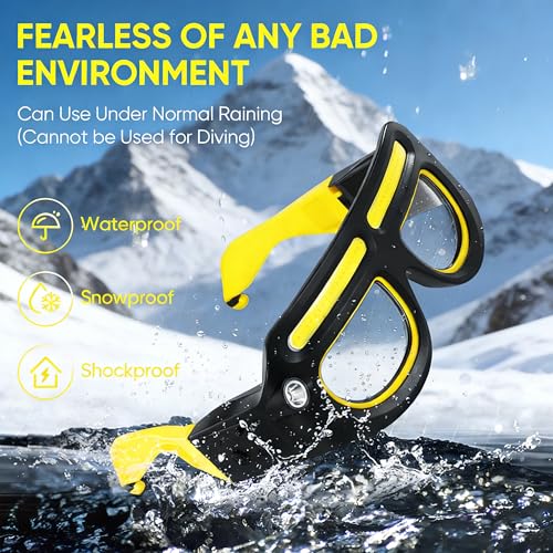 LED Rechargeable Headlight Glasses with Motion Sensor & Touch Control 5 Modes USB C Light Up Glasses Lighted Eyewear - color: Yellow-1