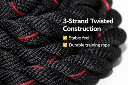 Weighted Battle Jump Rope, 10 FT Twisted Training Rope w/Thick Easy-Grip Handles, Full-Body Cardio + Strength Conditioning Rope (Choose 3 lb / 6 lb / 10 lb) - size: 1.5" x 10ft