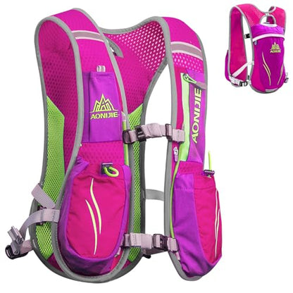 Azarxis Hydration Running Vest Backpack Pack 5L 5.5L for Women and Men Jogging Trail Race Marathon Cycling Hiking - color: Rose Red (R2)