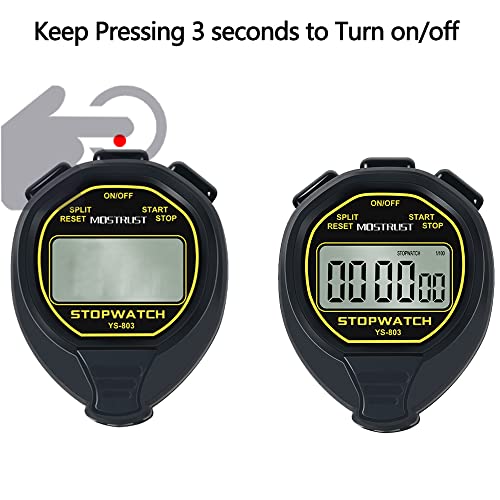 Stopwatch Sports Timer, Digital Stop-Watch - style: 1Lap waterproof Yellow