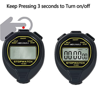 Stopwatch Sports Timer, Digital Stop-Watch - style: 1Lap waterproof Yellow