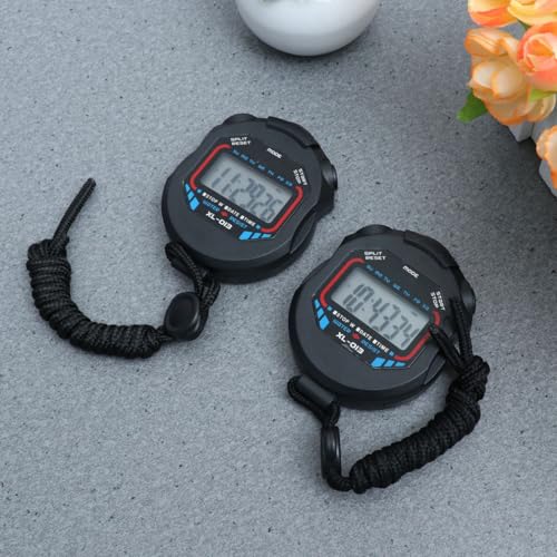STOBAZA 2 Stopwatch Timer Sports Timer with Split Time Feature Professional Movement Electronic for Outdoor Sports Fitness Competition 3.14 X 2.36 X 0.78 in
