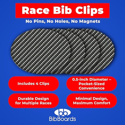 BibBoards bibSNAPS Race Bib Clips, Carbon Fiber, 4 Pack - color: Carbon Fiber
