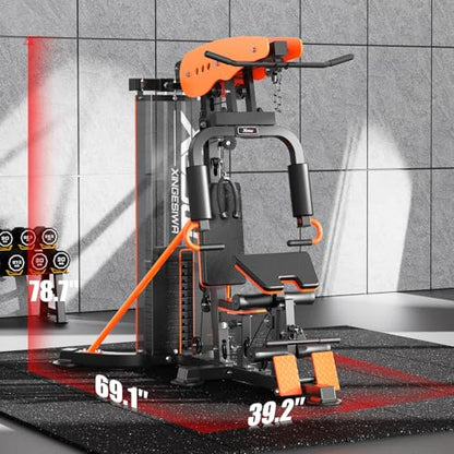 XGSW Multi-Function Home Gym Workout Station, Featuring a Pulley System, arm Trainer, and Leg Trainer for Full-Body Workouts. - size: L03-1 【154LBS】Fitness Station