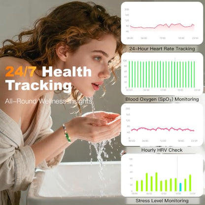 Smart Bracelet for Women – Fitness Tracker with Heart Rate, Sleep & Step Tracking, 1ATM Water Resistant, Multi-Sport Modes, Fitness Tracking Wearable with Free App, 2 Bands (Green&Gold) - color: Royal Green&Gold