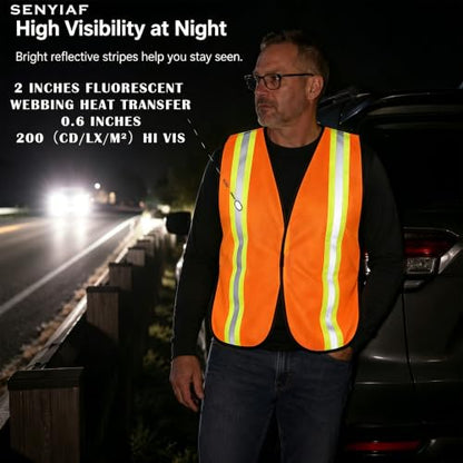 Lightweight Reflective Mesh Safety Vest with Hook and Loop - color: Orange 12p