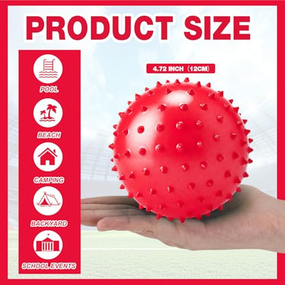 Jerify Knobby Balls Spiky Sensory Bouncy Balls Bulk - color: Red