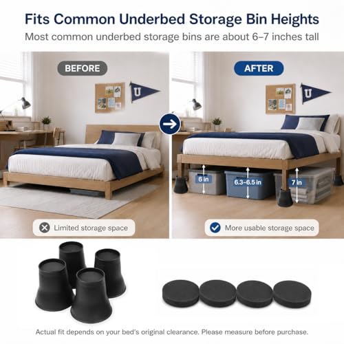 BTSD-home Bed Risers 6 Inch, 4 Pack - color: 6 Inch, size: 4 Pack