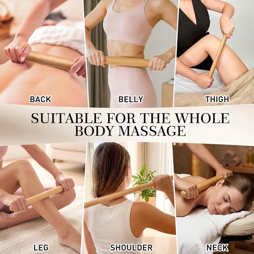 Bamboo Massage Sticks,Guasha Massage Roller Tool for Body Shaping & Relaxing Muscles 5pcs (1.2Inch*6.3Inch) - size: 1.2Inch*6.3 Inch