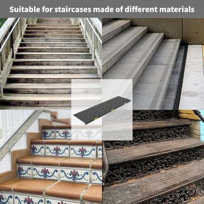 Heavy-Duty Slip-Resistant Stair Treads with Reflective Safety Strips - Universal Fit Rubber Mats for Indoor/Outdoor Stairs, Noise Reduction & Fall Prevention (5)