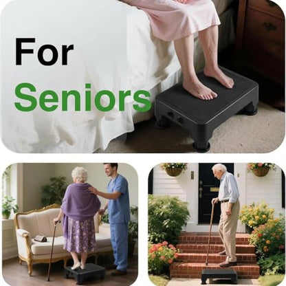 COOL-ANGLE Adjustable 4 Heights Step Stool, 6-Leg Stability, Black - color: A3:black, size: 3.4-5.4 inch High