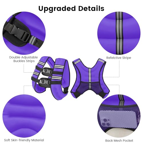 Wolliwa 6lb/8lb/12lb/16lb/20Lb Weighted Vest Woman Men - color: Purple, size: 12 Lbs