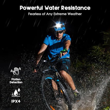Elmchee Rechargeable Headlamp 2 Pack, 2500 Lumen Bright 5 LED Headlight, 7 Modes Adjustable Motion Sensor, USB-C Waterproof Head Flashlight, Outdoor Hiking Camping Fishing (5 Led Headlamp) - style: 5 Led Headlamp