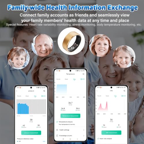 Smart Ring Fitness Tracker, Sleep & Health Monitoring Ring with Heart Rate Blood Oxygen, IP68 Waterproof Activity Tracker for Men Women Android iOS - No Subscription