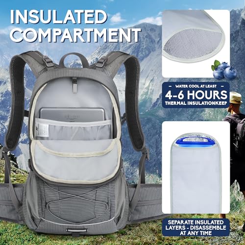 N NEVO RHINO Hydration Backpack with Water Bladder 3L, Hiking Backpack - color: gray
