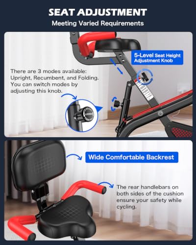 pooboo Folding Magnetic X‑Bike, Upright Exercise Bike for Home Gym - color: Flame Red