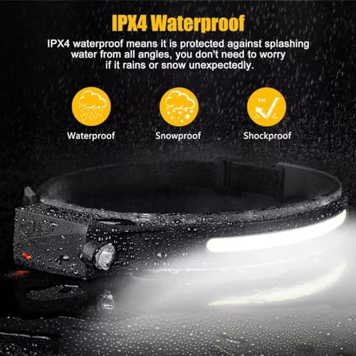 Headlamp Rechargeable 2PCS, 230° Wide Beam Head Lamp LED with Motion Sensor for Adults - Camping Accessories Gear, Waterproof Head Light Flashlight for Hiking, Running, Repairing, Fishing, Cycling - size: 2 Pack