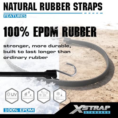 XSTRAP STANDARD Multiple Size Natural Rubber Bungee Cords 20PK Tarp Straps - size: 15''+21''+31''