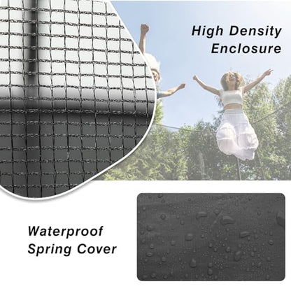 AOTOB 12 FT/14 FT Rectangle Trampoline with Net - color: Black, size: 12 FT