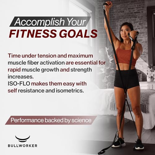 Bullworker ISO-FLO Suspension Trainer Straps - Isometric Exercise Equipment Portable Home Gym for Full Body Strength Training and Self Resistance Band, Cable Machine for Chest, Arms, and Back Workouts