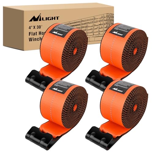 Nilight Truck Straps 4" x 30' Heavy Duty Tie Down with Flat Hooks - color: 4in x 30ft Truck Straps 4PCS Orange
