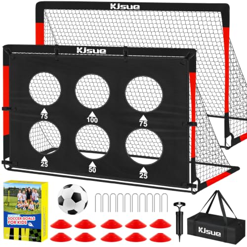 Kids Soccer Goals for Backyard Set - 2 Soccer Goal Net Training Equipment - color: 3-Black Red