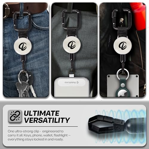 ClutchLoop Retractable Anti-Theft Phone Tether Lanyard Locking Carabiner - color: White