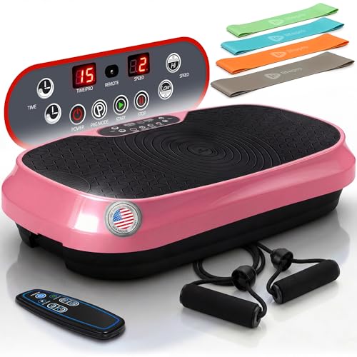 Lifepro Waver Mini Vibration Plate Exercise Machine with Resistance Bands - color: Pink