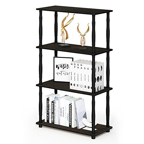 Furinno Turn-N-Tube 4-Tier Multipurpose Shelf Display Rack, Classic Tubes, Espresso/Black - color: Espresso/Black, size: 4-Tier Classic Tube