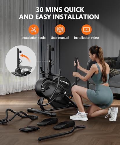 THERUN Elliptical Exercise Machine, Cardio Climber Elliptical Machine for Home, Stair Stepper Elliptical Training Machines w/ 13LBS&18LBS Flywheel, 16 Levels Resistance - color: 18LBS Flywheel Grey