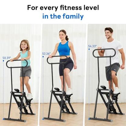 ERGOLIFE Stair Stepper for Home Gym, Stair Climber Workout Machine with Upgraded 6-Level Adjustable Resistance, Foldable Vertical Full Body Cardio Equipment, Non-Slip Pedals, Quiet 350 LBS Capacity - color: Black