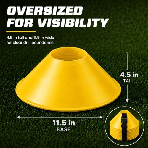 American Challenge Large Disc Cones, Soccer Cones for Sports, Set of 6 - color: Yellow