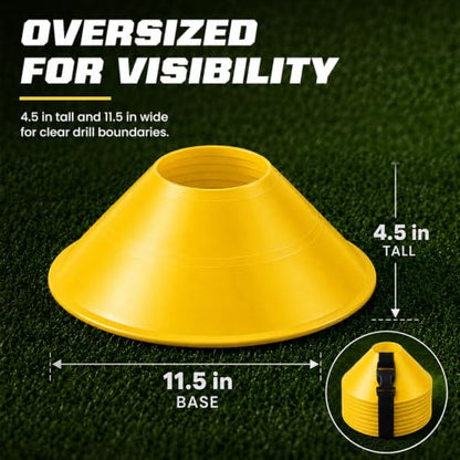 American Challenge Large Disc Cones, Soccer Cones for Sports, Set of 6 - color: Yellow