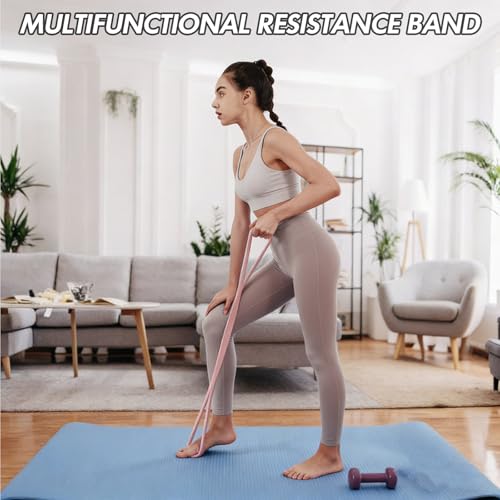Figure 8 Resistance Band with Handles, for Home Gym,Yoga & Physical Therapy - color: 15 LBS Pink