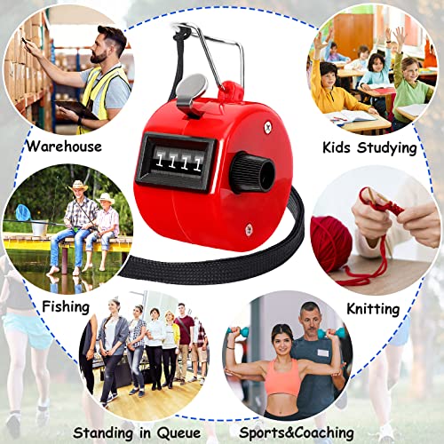 PETKNOWS 5Pcs Handheld Tally Clicker Counter 4 Digital Number for Sports - color: Red & Black & Yellow & Green & Blue