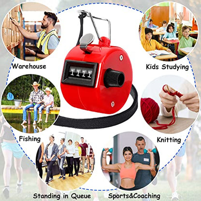 PETKNOWS 5Pcs Handheld Tally Clicker Counter 4 Digital Number for Sports - color: Red & Black & Yellow & Green & Blue