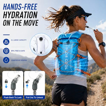 Cooling Hydration Vest with 2L BPA-Free Water Bladder, Running Vest with 3 Removable Cooling Packs, Lightweight Outdoor Pack for Hot Weather, Hiking, Cycling, Training - color: Blue