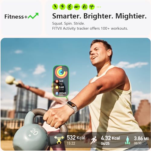 FITVII Slim Fitness Tracker with Blood Oxygen, Blood Pressure, 24/7 Heart Rate and Sleep Tracking, IP68 Waterproof Activity Trackers and Smart Watches with Step Tracker, Pedometer for Women Men - color: OFF White