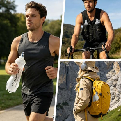 2Pcs 500ml Soft Flask, TPU Collapsible Soft Water Bottle for Hydration Pack, Running Vest, Leak-Proof Folding Water Bottle for Hiking Cycling Climbing Jogging- Wihte - color: 500ML Wihte