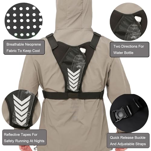 Criuage Chest Bag for Men, Lightweight Adjustable Running Vest, Water Resistant EDC Chest Pack with Water Bottle Pocket, Breathable Back Pad for Hiking Cycling Fishing Travel (Black) - color: Black