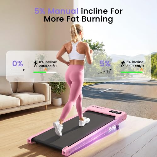 ANCHEER Walking Pad with Incline-Small Treadmill for Home - color: Pink