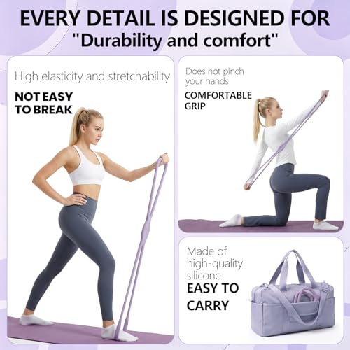 Figure 8 Resistance Band with Handles, for Home Gym,Yoga & Physical Therapy - color: 15 LBS Purple
