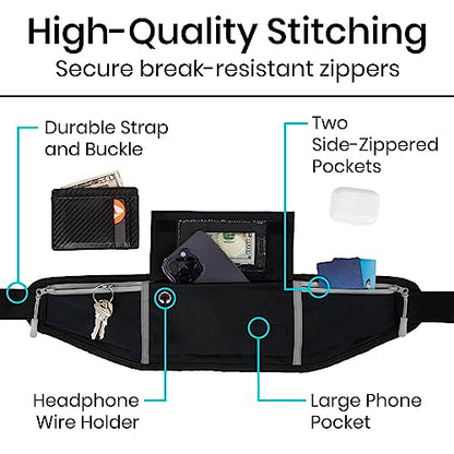 Vive Running Belt Fanny Pack for Women, Men, Kids, Adults, Jogging - color: Teal