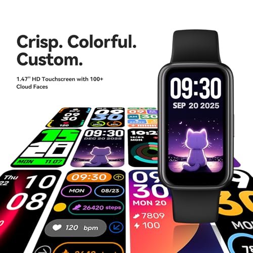 Fitness Tracker Smart Watch, 1.47" Color Screen, 100+ Sports, Black - color: Black