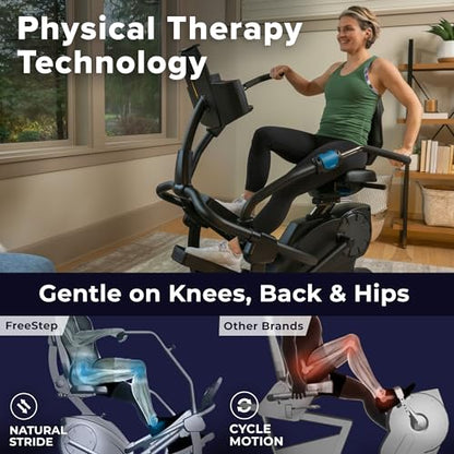 Teeter FreeStep Recumbent Cross Trainer Stepper, Zero-Impact Exercise Bike Alternative w/Patented Physical Therapy Stride, Up to 350lb, Free App w/Trainer Workouts - style: LT7